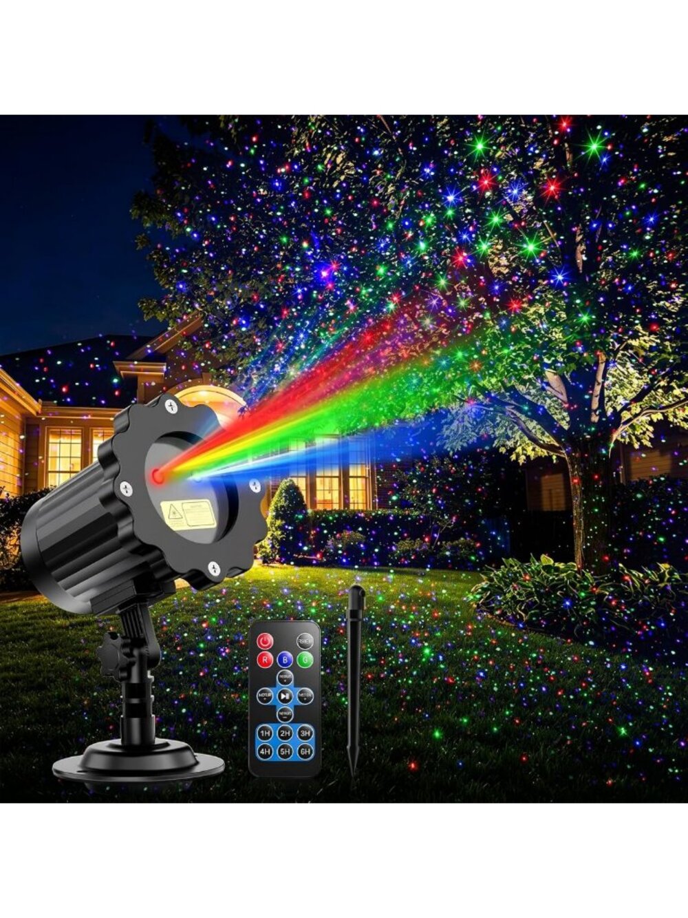 12 Effect Christmas Laser Light Projector - Outdoor Holiday Firefly Decorations